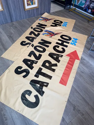 Sazon Catracho printed banners from Masters of Print in Miami
