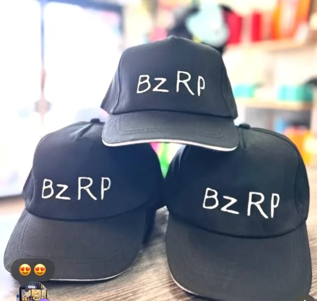 Three dark caps with white BzRP lettering on the front