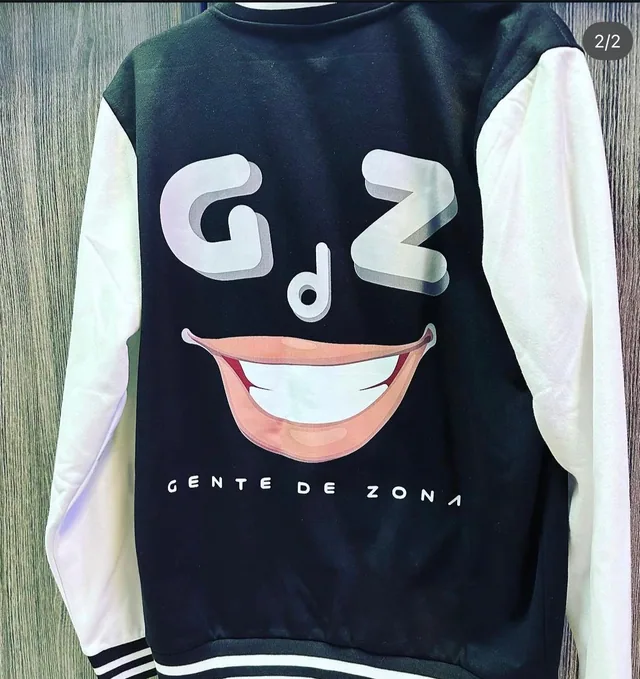Black-and-white varsity jacket with a large GdZ graphic on the back