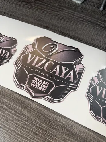 Vizcaya Swimwear logo sticker sheet printed at Masters of Print